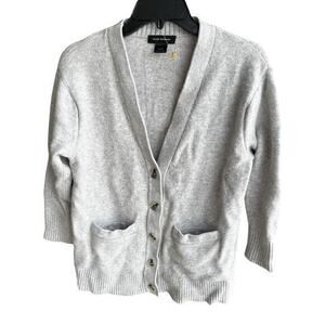 CLUB MONACO gray wool cotton recycle fabric 3/4 sleeve pockets Beachy Boho Sz XS